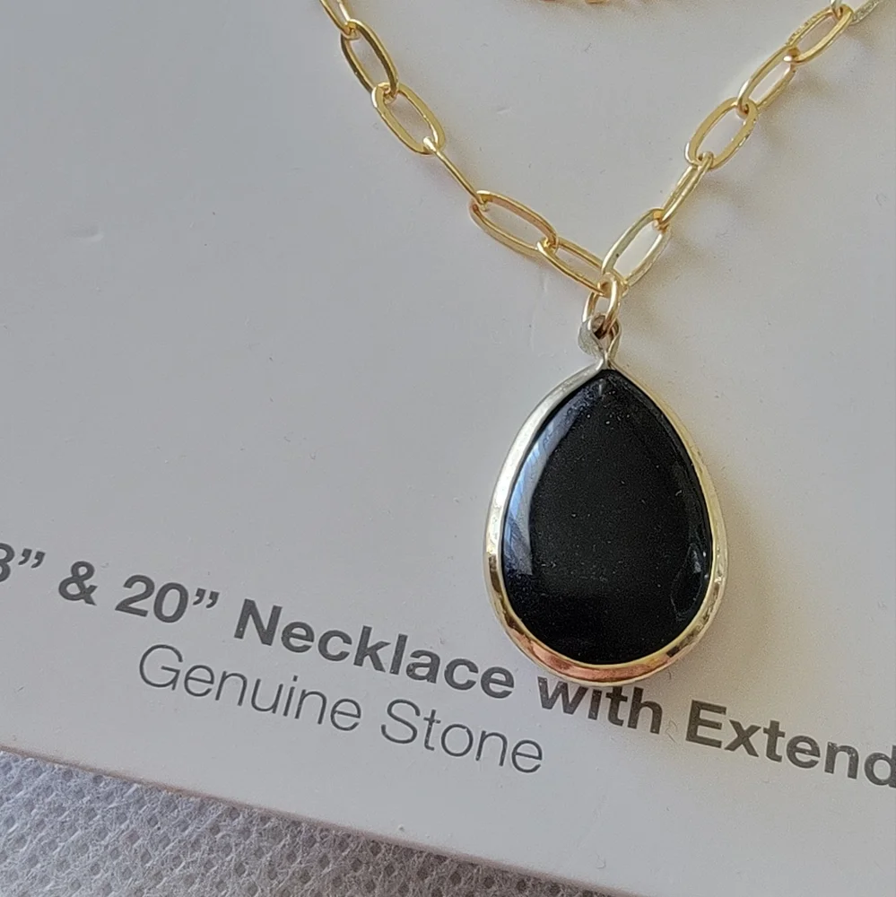 Three Rows Hanging Stones Layered Necklace Set
